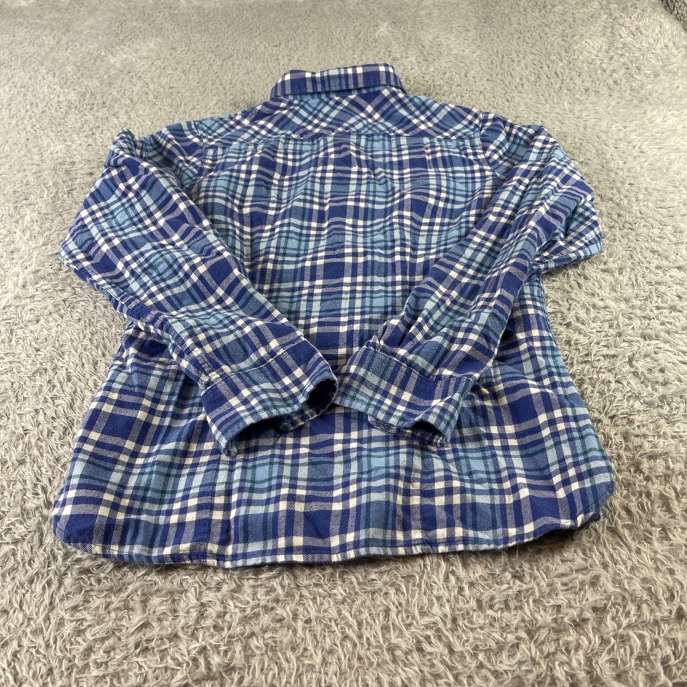 LLBean Plaid Flannel Button Up Shirt Long Sleeve XXS Blue White Green Casual - Picture 8 of 9